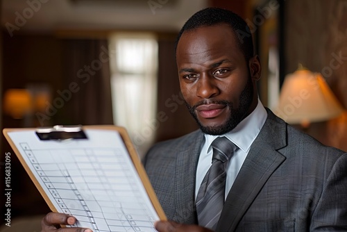 Businessman's Hand Creating a To-Do List in Close-up View photo