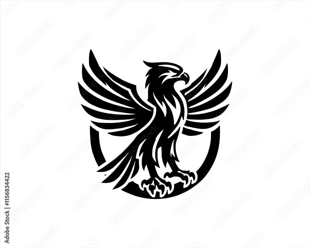 Obraz premium Eagle silhouette logo design icon vector template. Black Color Eagle icon illustration.