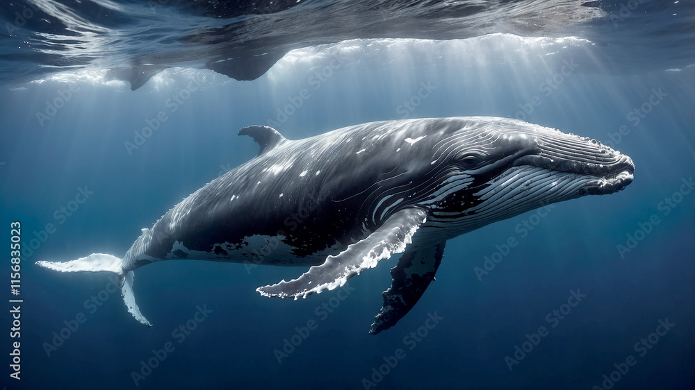 Fototapeta premium Humpback Whale Migration Journey Across the Oceans