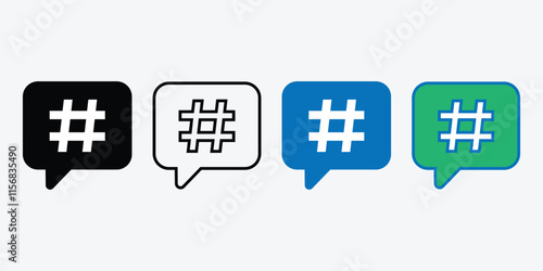 Hashtag Icon Vector. Hashtag Symbol. Hashtag With Bubble Chat Box.