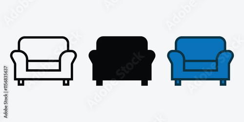 Sofa Icon Vector. Collection Of Sofa Icon Vector.  Containing sofa, chaise longue, couch, armchair, settee, single.