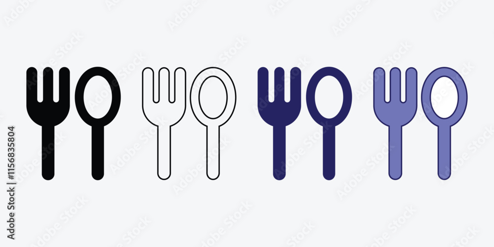 Fototapeta premium Spon And Fork Icon Vector. Silhouette Kitchen utensils. Set of Cutlery collection.