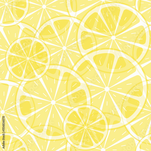 Lemon slice seamless pattern texture juicy fruit citrus background simple modern minimalism vector illustration.