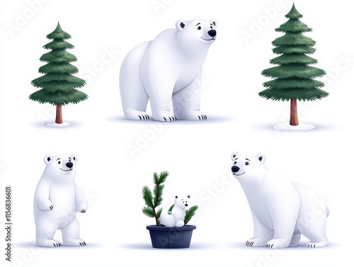 Designs featuring polar bear families for nature and wildlife projects. photo