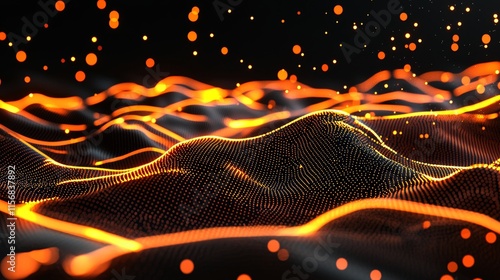 Wallpaper Mural Oscillating 3D sound wave bars move dynamically in a dark digital space, producing a high-tech and abstract visual effect. This image could be utilized as a backdrop or design element for media. Torontodigital.ca