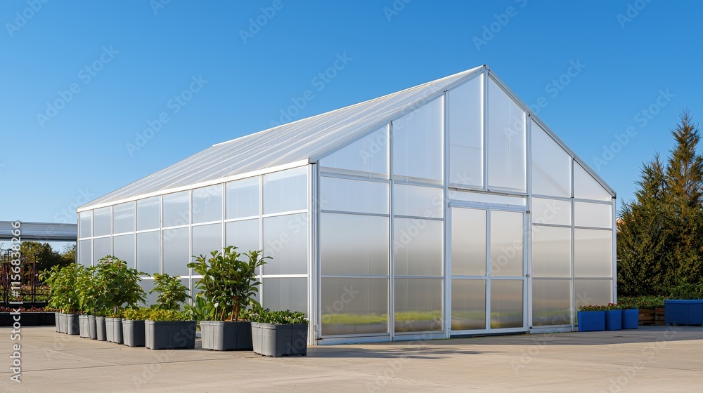 Greenhouse growing plants outdoor garden structure bright sky Greenhouse growing plants outdoor garden structure bright sky