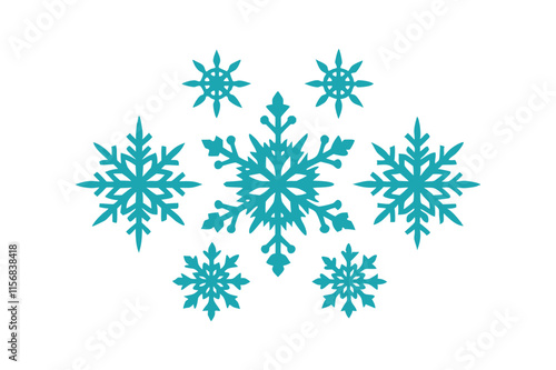  Snowflake Set Vector Illustration - Winter, Holiday, Christmas Design photo