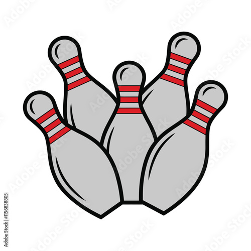 tenpin bowling pins collection color vector drawing art design illustration