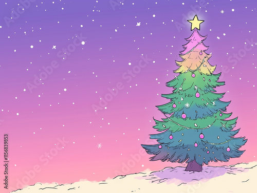 an illustration of the christmas tree with snow