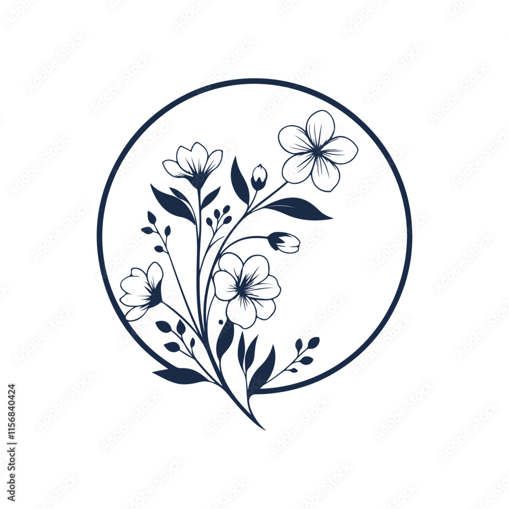 flower silhouette vector line art logo design flower silhouette vector line art logo design