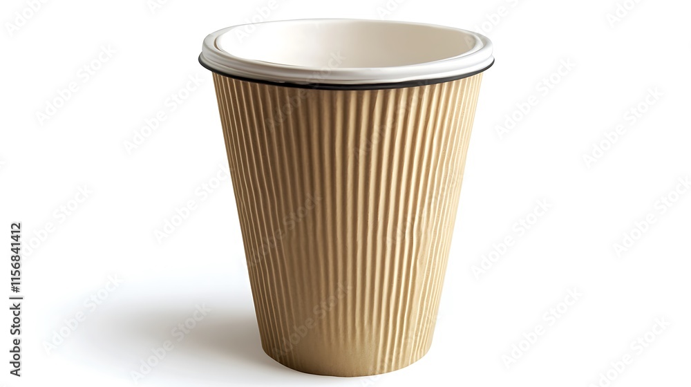 custom made wallpaper toronto digitalClose-up Photo: Crisp Rippled Cardboard Coffee Cup Mockup on White. AI Generated