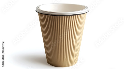 Wallpaper Mural Close-up Photo: Crisp Rippled Cardboard Coffee Cup Mockup on White. AI Generated Torontodigital.ca