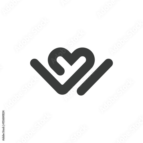 Abstract logo design featuring a heart and letter W design