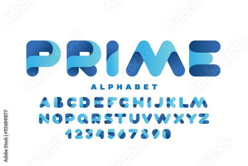 Creative Design vector Font of twisted Ribbon for Title, Header, Lettering, Logo. Funny Entertainment Active Sport Technology areas Typeface. Colorful rounded Letters and Numbers.
