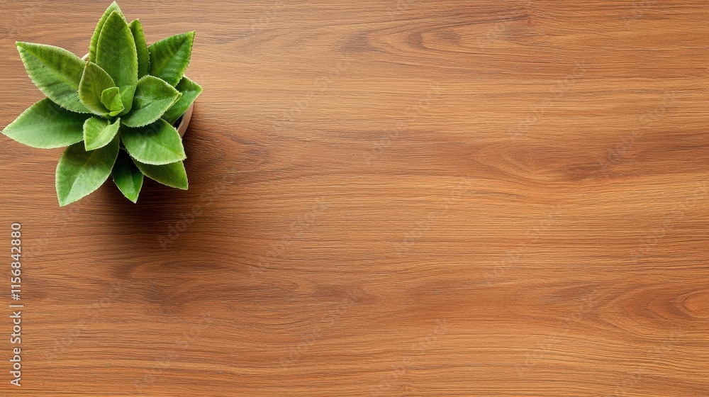 Captivating green plant centered on wooden table cozy indoor setting