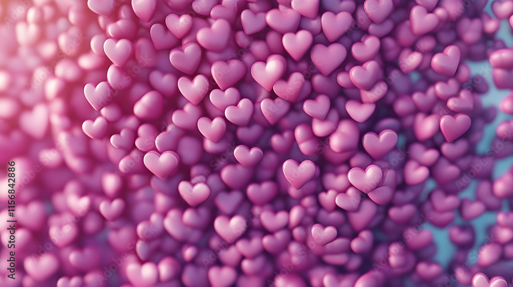 Obraz premium Heart background. Valentine Wallpaper with Pink love hearts. 3D Render
