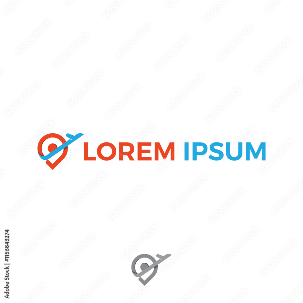 Travel Destination Location Icon with Airplane logo Travel Destination Location Icon with Airplane logo