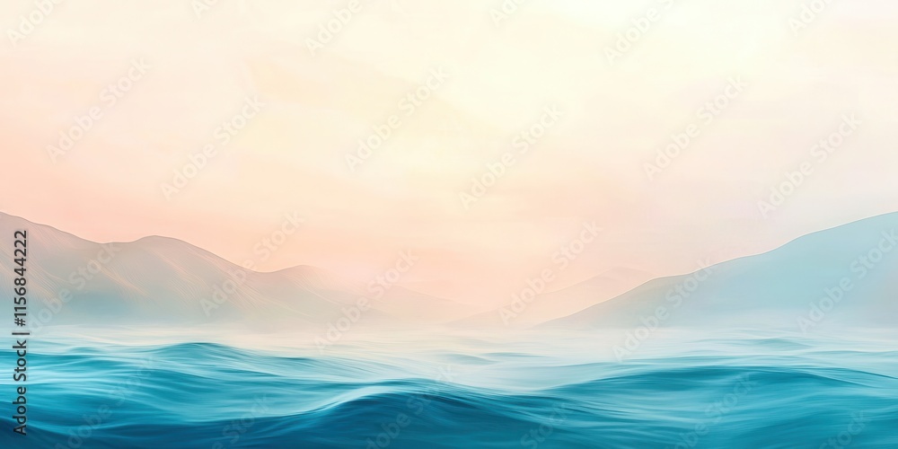 Fototapeta premium Beautiful blue ocean with mountains in the background