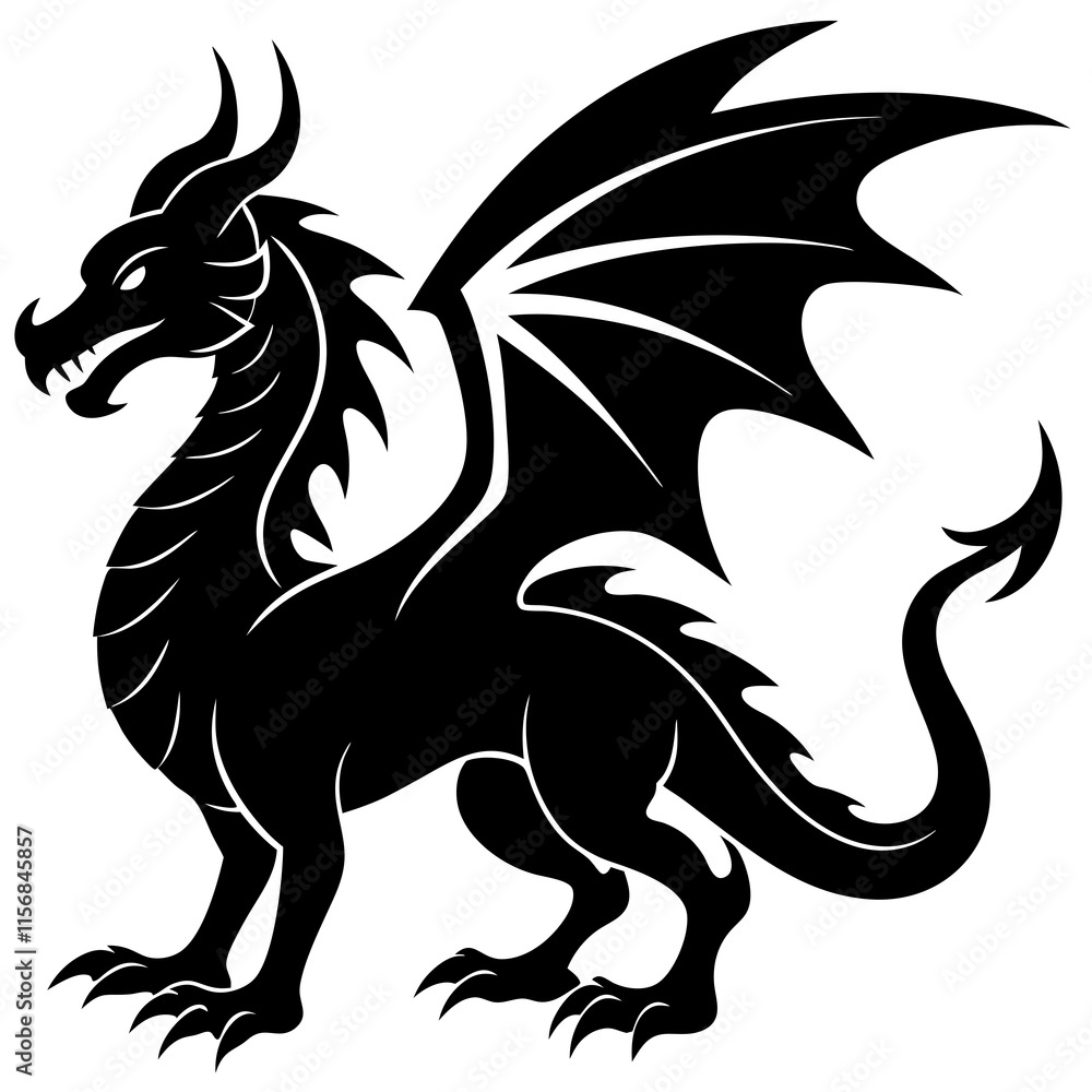 Fototapeta premium A large dragon flying over a lush green hillside.