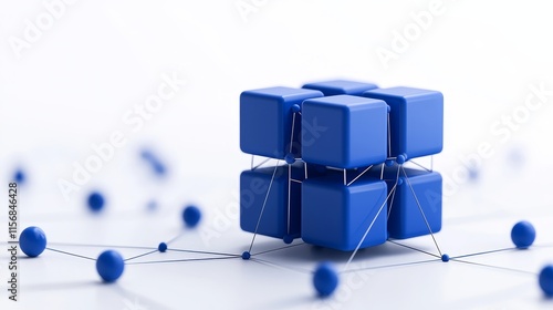 A conceptual digital cloud computing design with abstract technology components and data blocks, ideal for tech innovation themes.