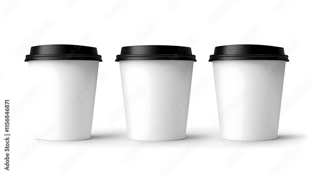 Clean Coffee Cup Mockup: Three Realistic 3D Rendered Designs. AI Generated Clean Coffee Cup Mockup: Three Realistic 3D Rendered Designs. AI Generated