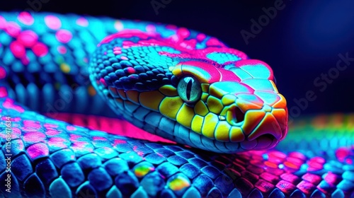 Colorful snake with a yellow head photo