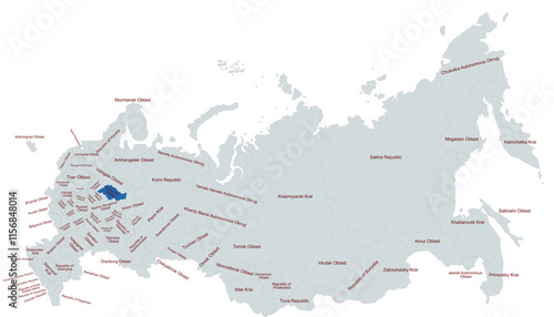 Photos Geographical Map Highlighting kostroma oblast  Region in Russia