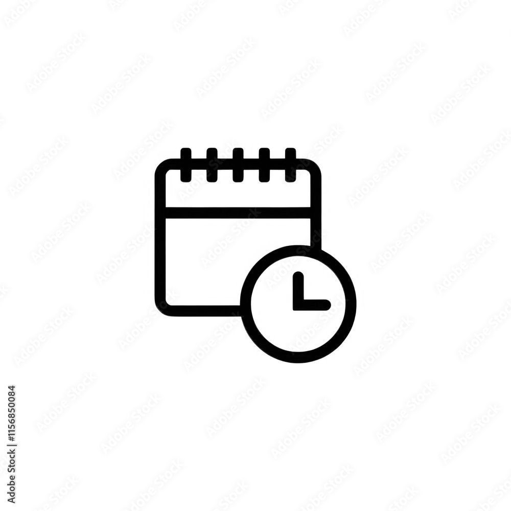 Calendar and clock icon. Time and date symbol. Outline vector illustration Calendar and clock icon. Time and date symbol. Outline vector illustration