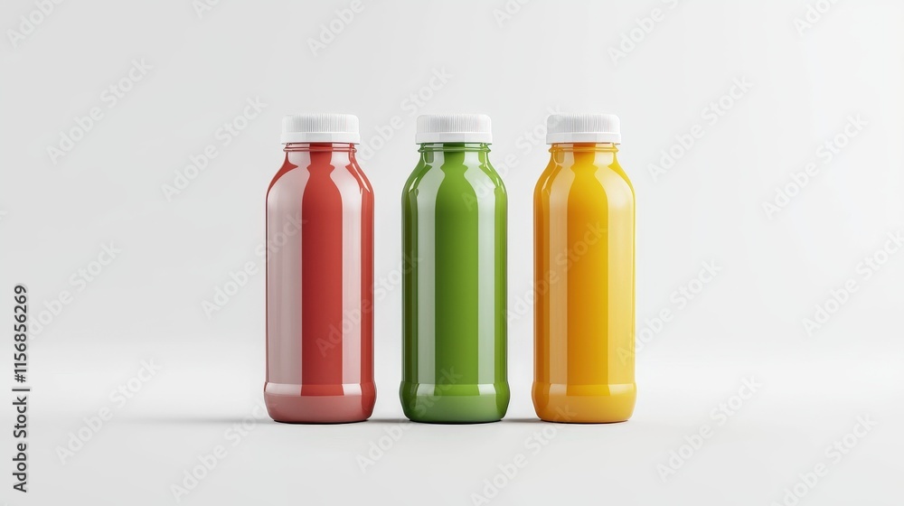 Refreshing juice bottles display studio food photography minimalist Refreshing juice bottles display studio food photography minimalist