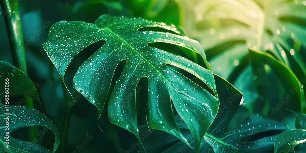 Fototapeta premium Leaf with water droplets on it