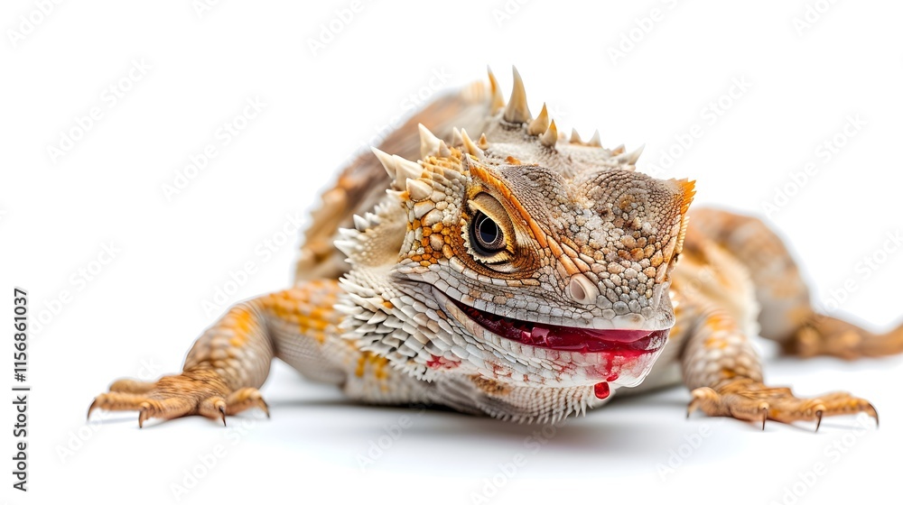 Obraz premium Colorful Bearded Dragon on White Background with Unique Texture