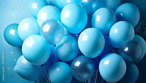 Festive sweet blue balloons background banner celebration theme photo