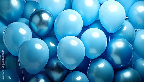 Festive sweet blue balloons background banner celebration theme photo