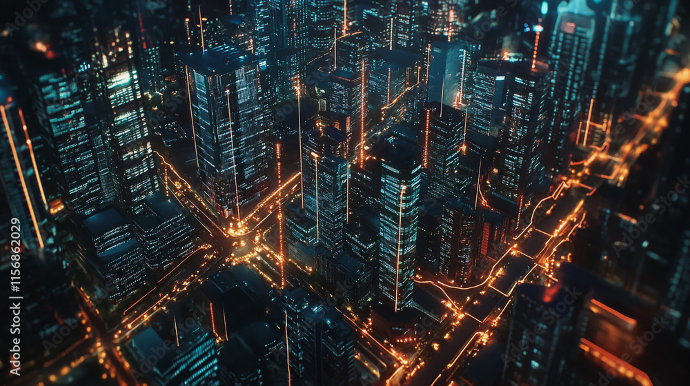 Smart digital Innovation city with connection network reciprocity over the cityscape. of future smart wireless city and social media networking systems that connects business people with in city Smart digital Innovation city with connection network reciprocity over the cityscape. of future smart wireless city and social media networking systems that connects business people with in city