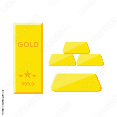 Gold bar isolated on white background. Golden bullion view from different sides stock illustration.