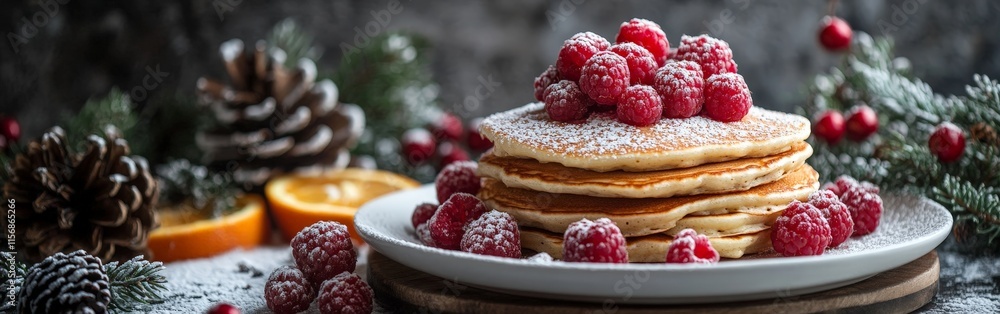 Fluffy Pancakes with Fresh Berries and Powdered Sugar Fluffy Pancakes with Fresh Berries and Powdered Sugar