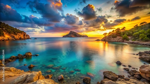 Cala Xarraca Ibiza Spain: Dramatic Low Light Coastal Scene photo