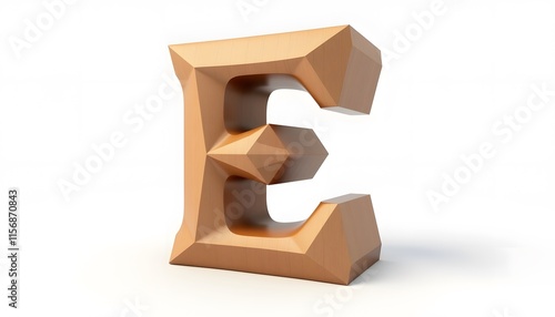 Golden Low Poly Letter E 3D Render photo