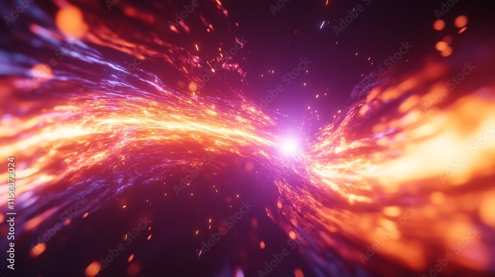 Obraz premium Intense Cosmic Explosion Illuminating the Universe with Radiant Energy and Fiery Passion