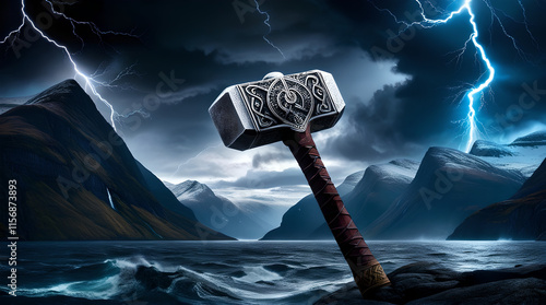 Mjolnir - the hammer of the Scandinavian god Thor photo