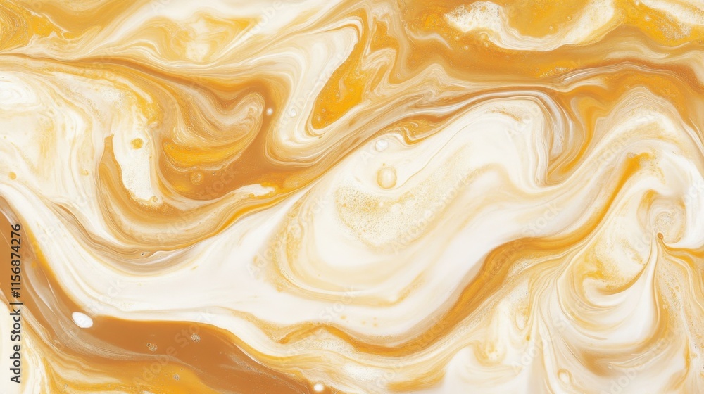 Abstract Swirls of Golden and Creamy Colors on a Smooth Surface Abstract Swirls of Golden and Creamy Colors on a Smooth Surface