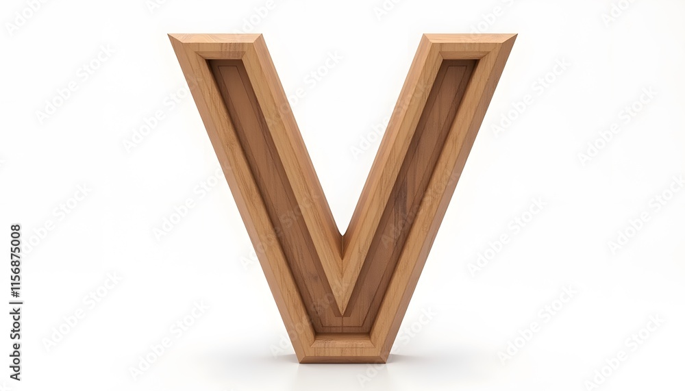 Wooden Letter V: A 3D Render of a Classic Alphabet Character Wooden Letter V: A 3D Render of a Classic Alphabet Character