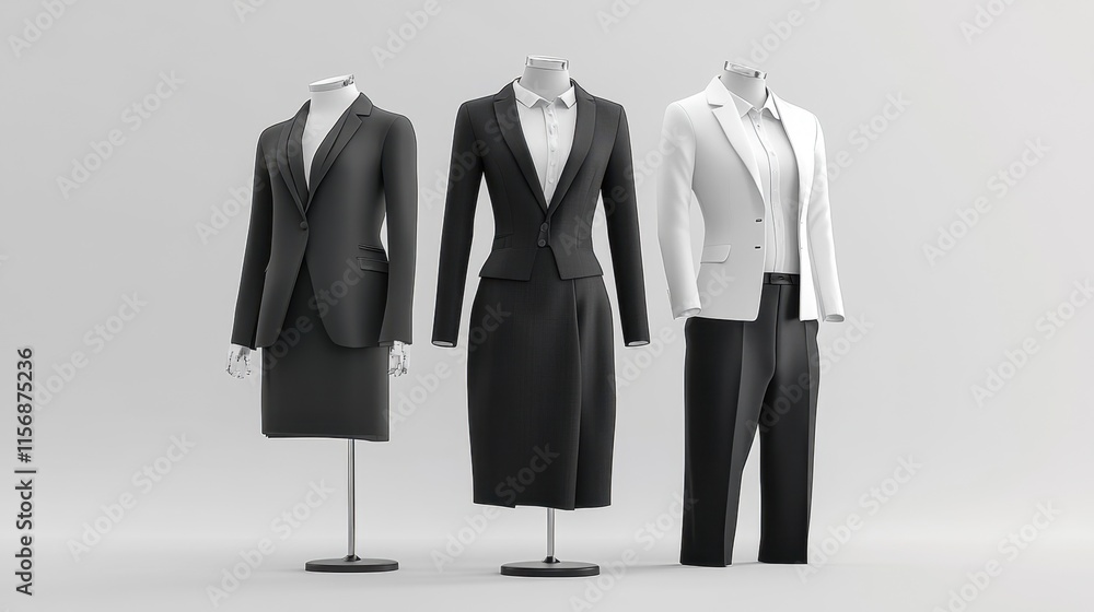 Business Attire Display of Elegant Suits and Professional Outfits Business Attire Display of Elegant Suits and Professional Outfits