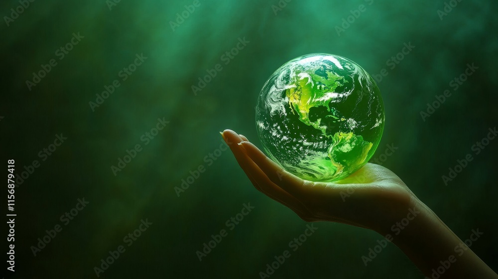 The image shows a hand gently holding the glowing Earth, symbolizing care and sustainability on a green background, reflecting hope and responsibility for the planet. The image shows a hand gently holding the glowing Earth, symbolizing care and sustainability on a green background, reflecting hope and responsibility for the planet.