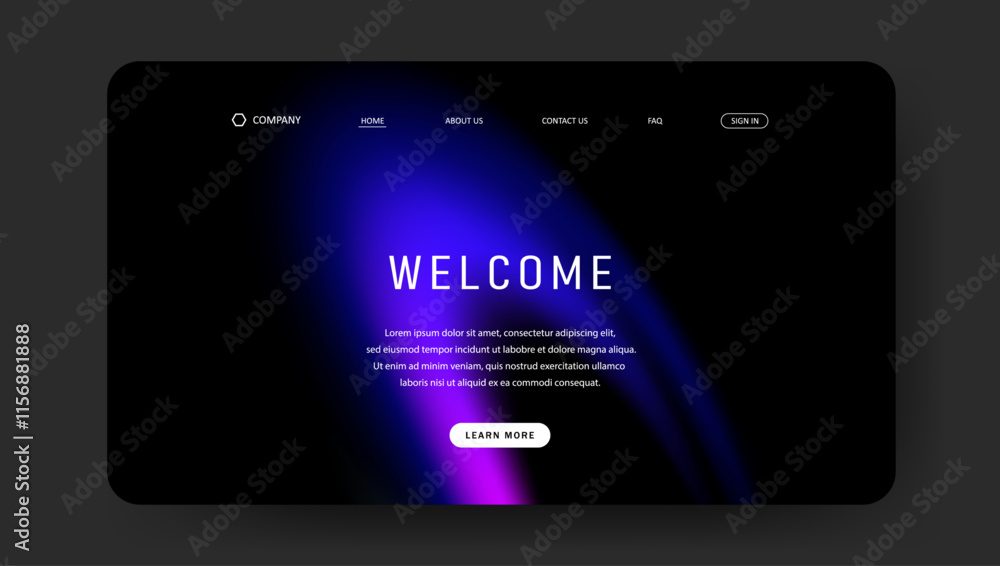 Abstract wave futuristic design of landing page. retro gradient mesh website design Abstract wave futuristic design of landing page. retro gradient mesh website design