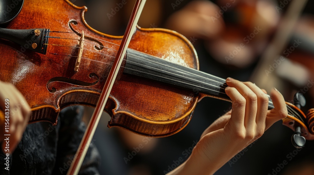 A detailed close-up photograph capturing the finesse of a musician as they expertly play a violin, highlighting the artistry and emotion expressed through music. A detailed close-up photograph capturing the finesse of a musician as they expertly play a violin, highlighting the artistry and emotion expressed through music.