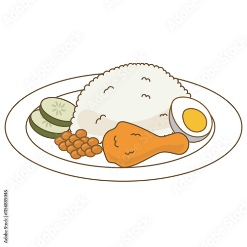 Indonesian Food Nasi Uduk Illustration