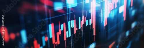 A detailed graphic representation of a fluctuating graph with red and blue data points, illustrating dynamic changes and patterns in modern data analysis.