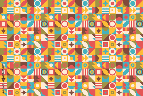 Geometric seamless pattern in flat style. Geometric bright background. 