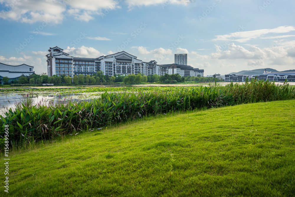 Modern University Campus with Green Landscape Modern University Campus with Green Landscape